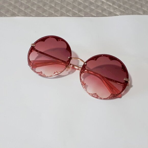 NWOT Kate Spade pink red glitter flower outline lens sunglasses - Picture 9 of 13